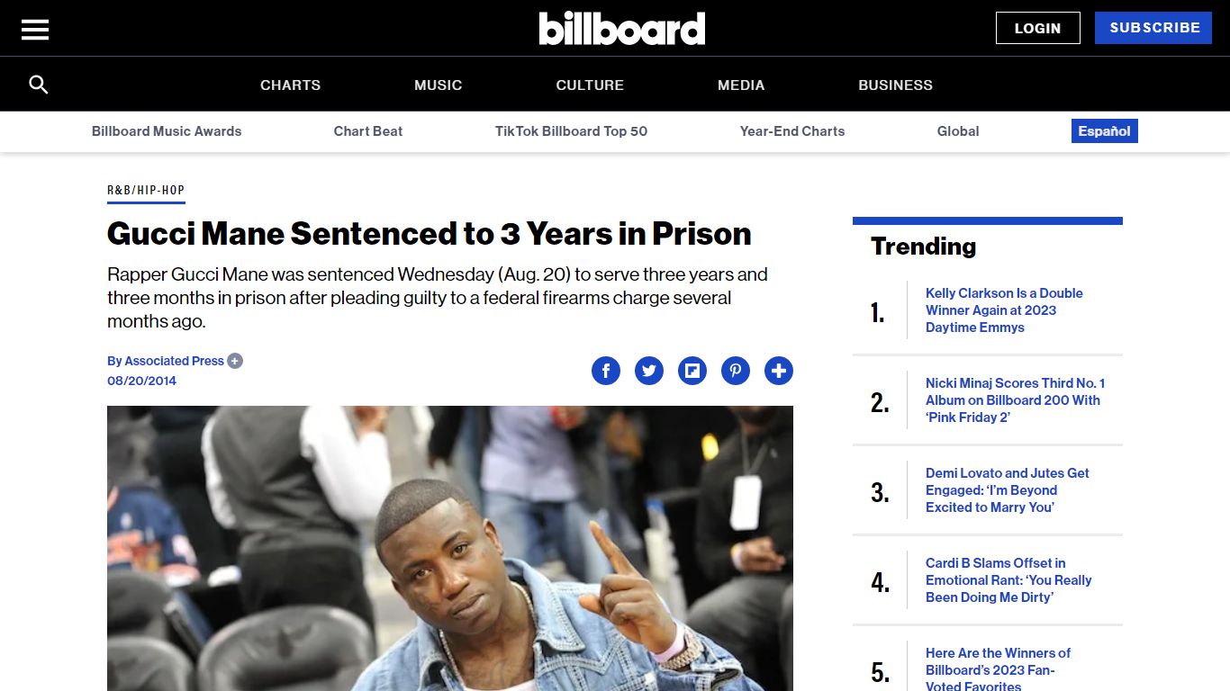 Gucci Mane Sentenced to 3 Years in Prison - Billboard