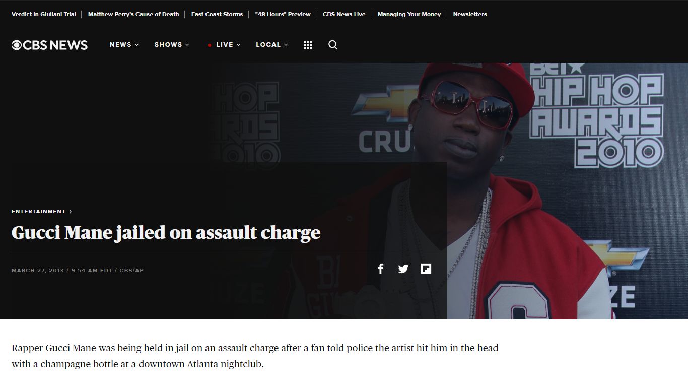 Gucci Mane jailed on assault charge - CBS News