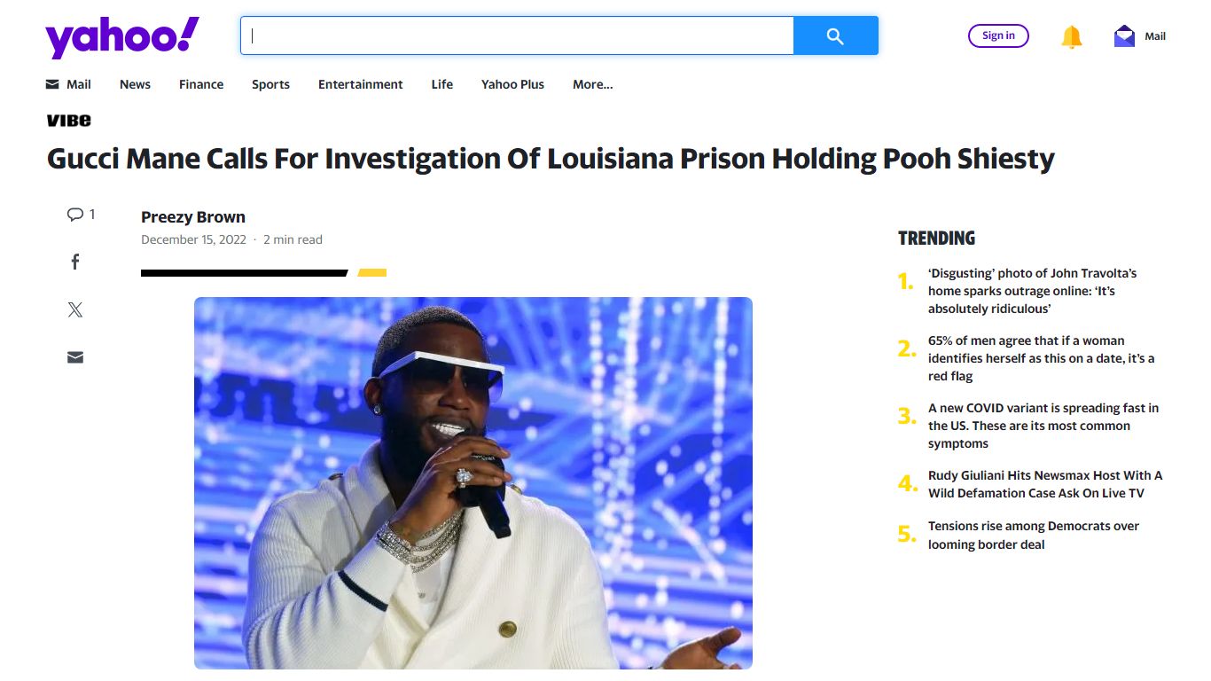 Gucci Mane Calls For Investigation Of Louisiana Prison Holding ... - Yahoo